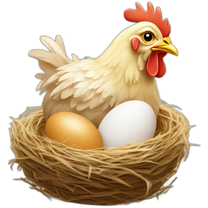 chicken on a podiumr chicken eggs in a nest emoji