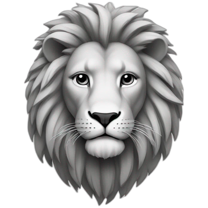 A complete lion in black and white with simple lines emoji