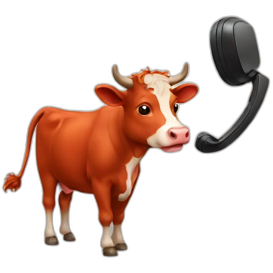 red cow on the phone emoji