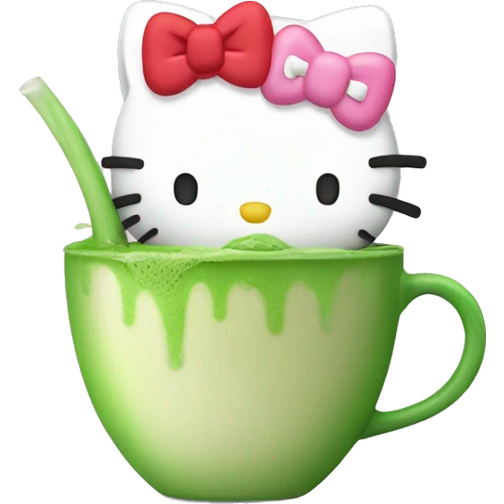 Hello kitty drinking matcha emoji