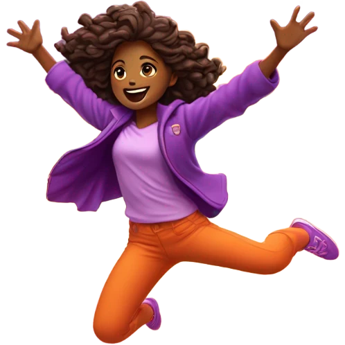 Girl jumping in sunset  emoji