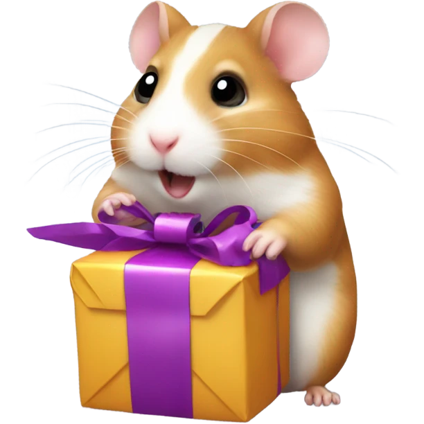 A hamster with a gift in its paws emoji