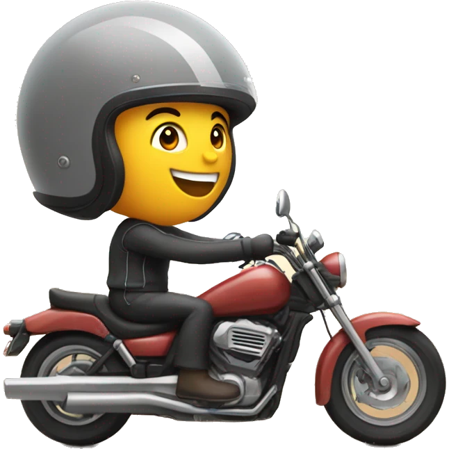 Happy person on a motorcycle speed landscape emoji