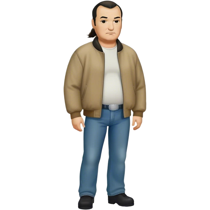 unhealthy steven segal full-body balding with ponytail. pot belly. jacket and jeans emoji