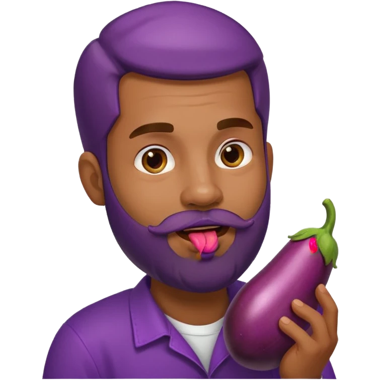 Dominican man with a beard licking eggplant emoji