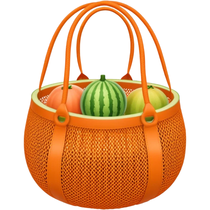 net bag,  mesh storage bag, tote bag, stored with melon it has two knited handles as bag itself emoji