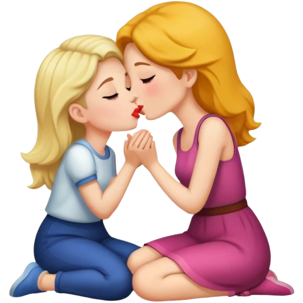 two women kissing while the other sitting on her lap emoji