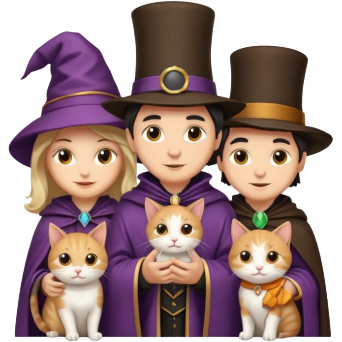 magician couple and their pet cat emoji