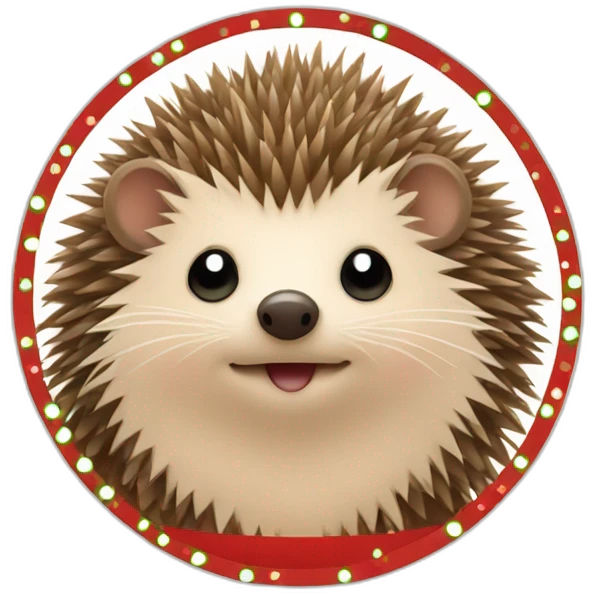 Hedgehog surrounded by a circle with Christmas style emoji