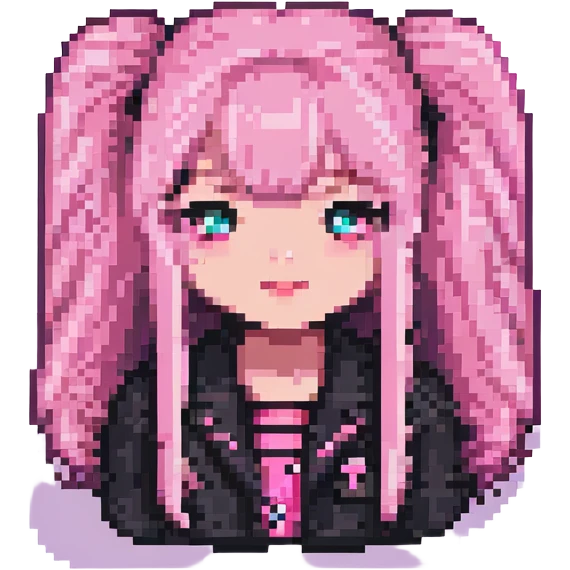 Blackpink inspired icon, pink and black, retro pop vibe, Pixel Art style emoji