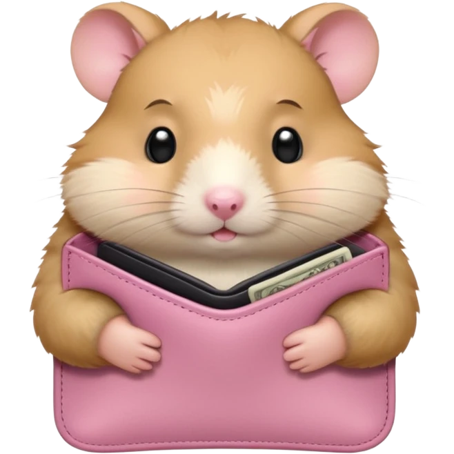 cartoon-style hamster melancholy expression opening his wallet to showcase nothing emoji
