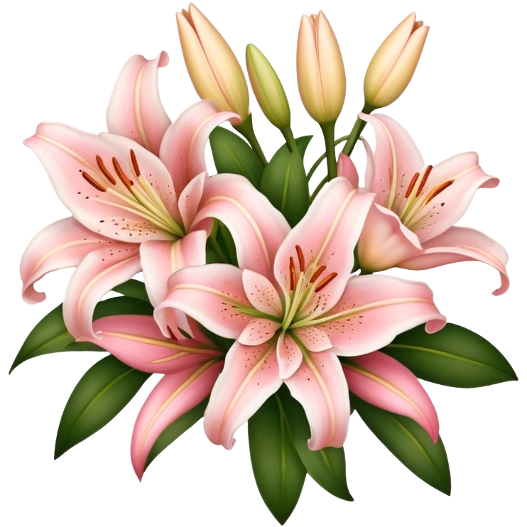 Blush Pink and Champagne Pink color lilies bouquet emoji