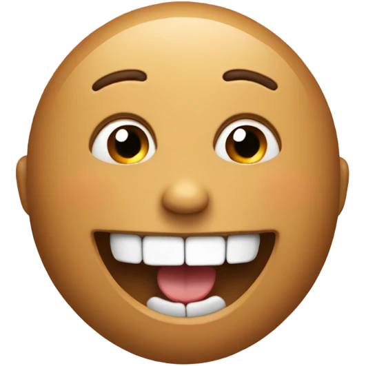 Smiling emoji with no teeth but add the end of the bone that is brown and in his mouth  emoji