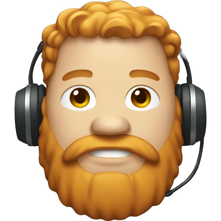 big fat man with ginger beard and headset emoji