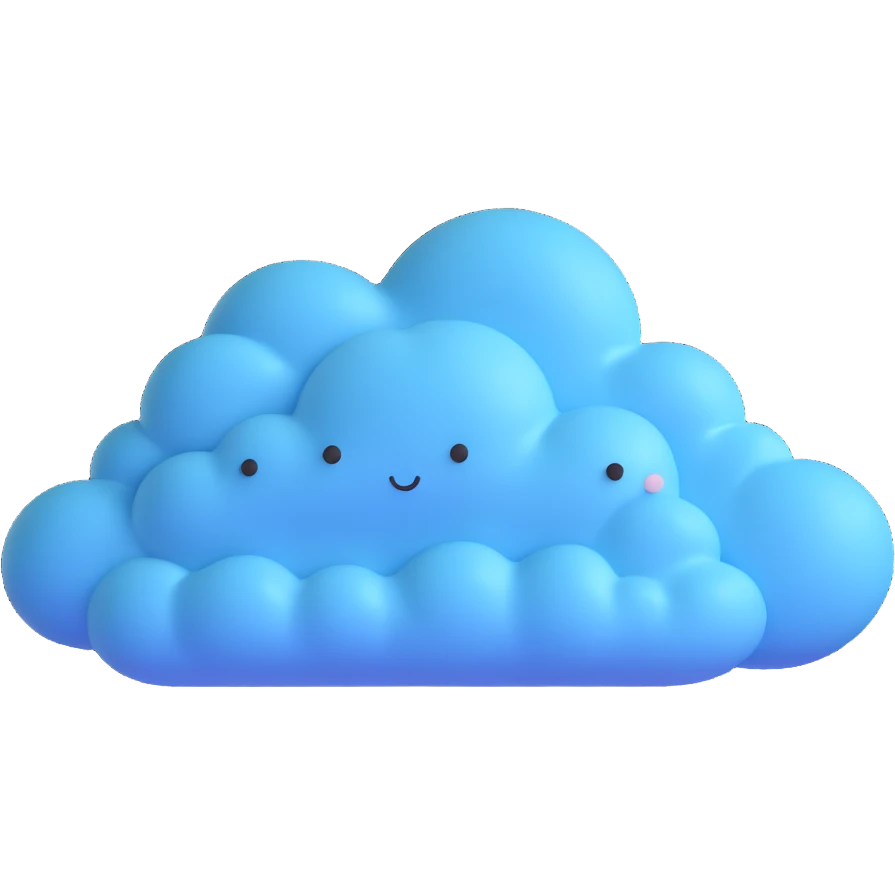blue cloud, simple and friendly emoji