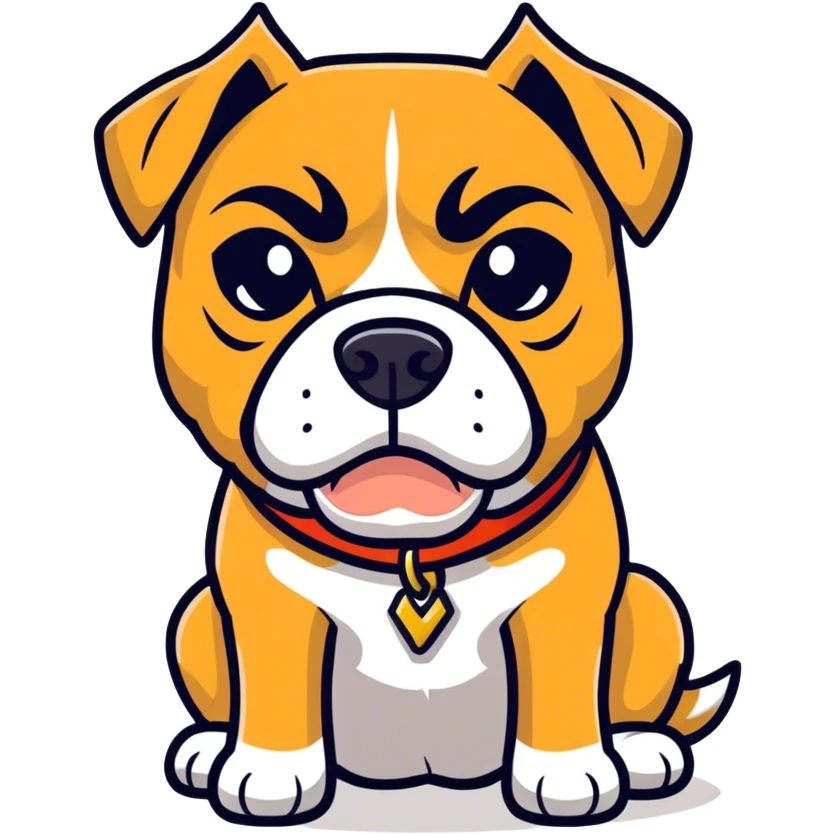 Blonde boxer, middle-aged dog with a slot underbite emoji