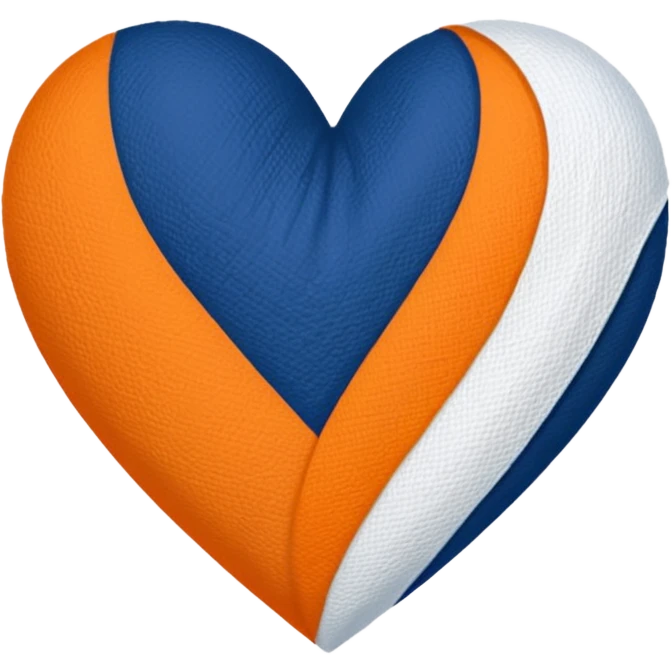 Half dark blue half orange heart split vertically, a white gauze stripe wrapping diagonally around the entire heart emoji
