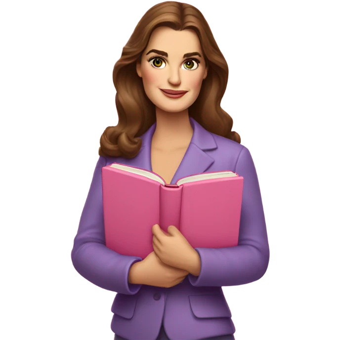 brooke shields holding pink book emoji