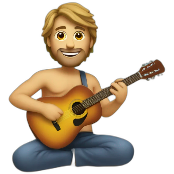 Homme guitare sur plage emoji
