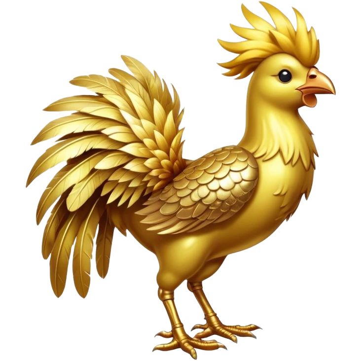 Golden chocobo from Final Fantasy, majestic bird with shimmering gold feathers emoji