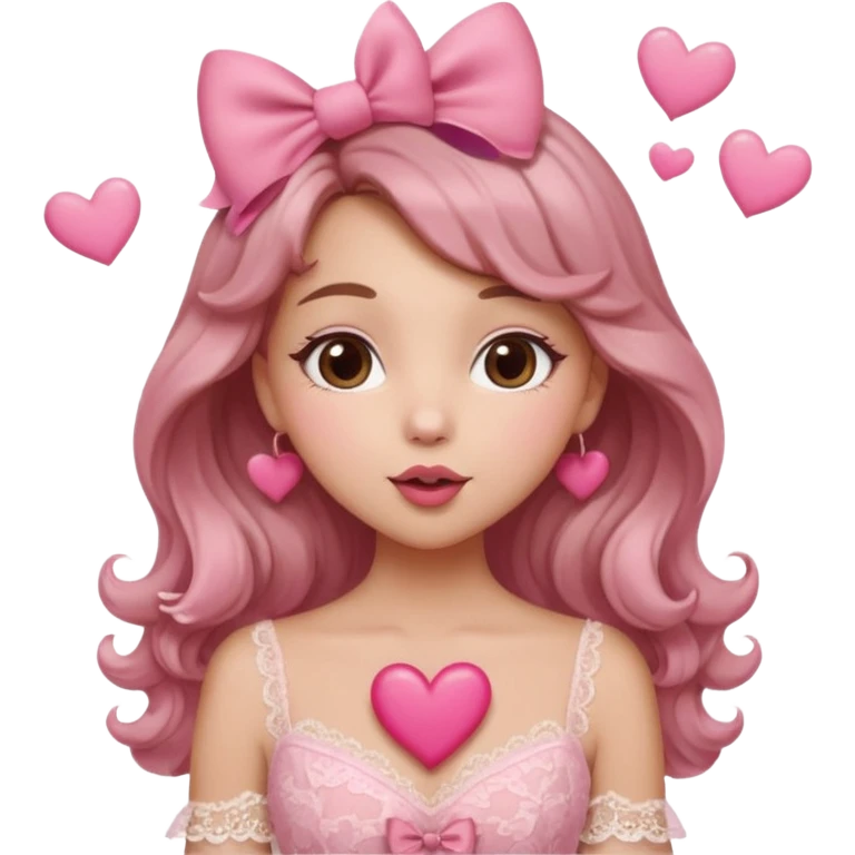 อ่อนโยน ขี้อ้อน เชื่อในความรัก
ลุคอิโมจิ:

ดวงตาน้ำตาลอมชมพู หวานฉ่ำ

แก้มชมพู หัวใจลอยรอบตัว

ผมลอนนุ่ม มีโบว์ / ที่คาดผม

เดรสพริ้ว ลูกไม้

ท่าเป่าจุ๊บ
ฟีล: Valentine girl, soft love energy emoji