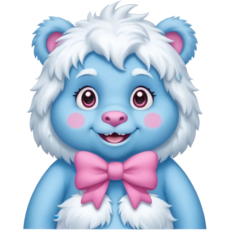blue girl care bear yeti with bow emoji