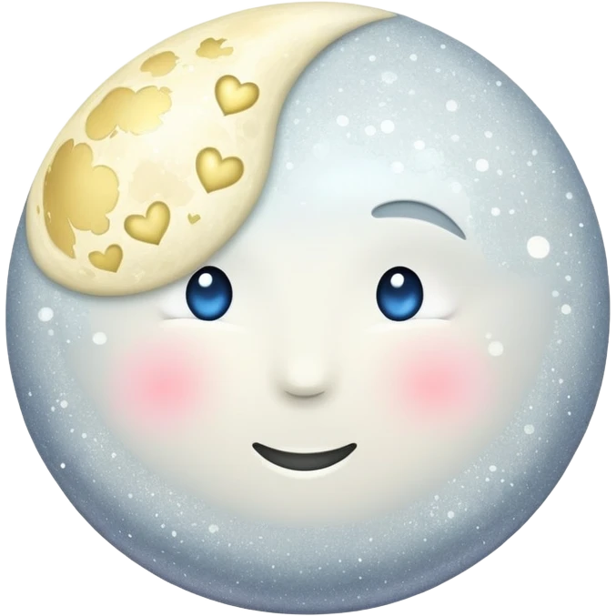 Moon with glitter and white heart emoji