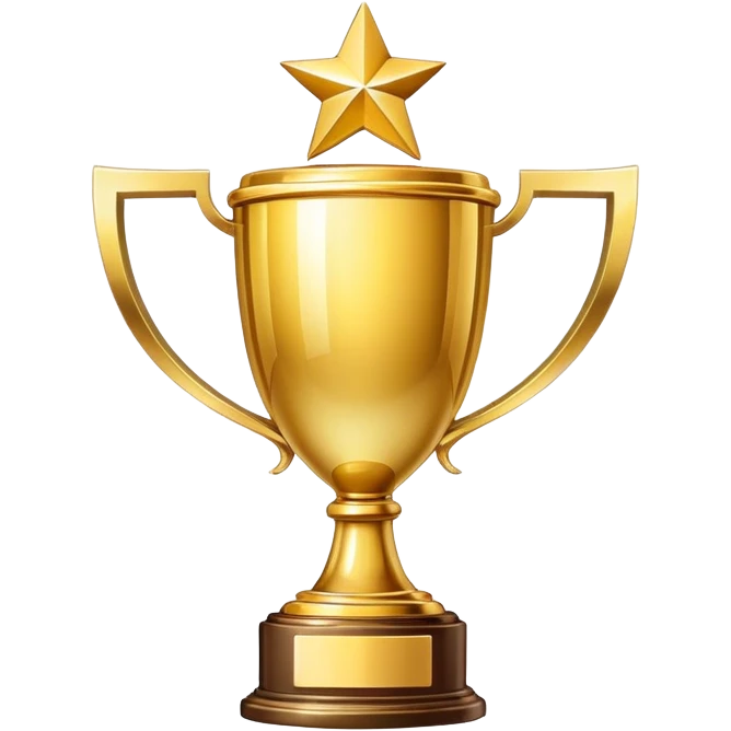 Victory trophy with golden shine emoji