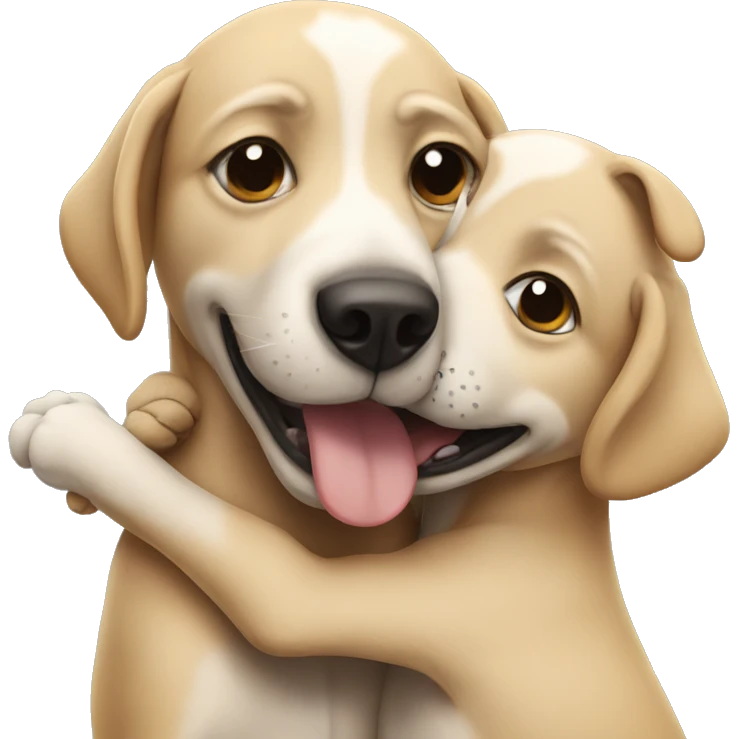 Two dogs hugging silly emoji