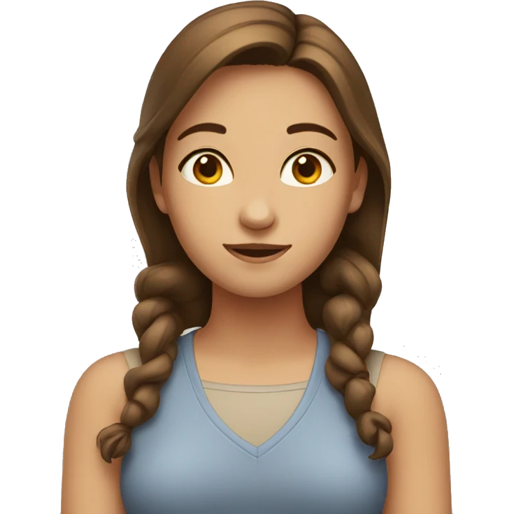 girl with brown hair with hands on neck emoji