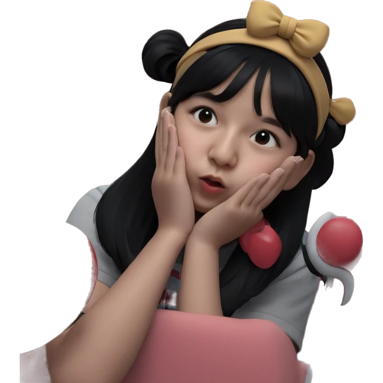 black haired girl looking at viewer emoji