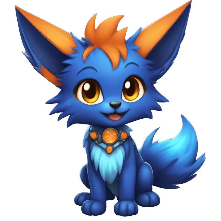 Anthro-Edgy-Cool-Blue-Orange-Contrast-Colors-Fantasy-Fur-Sona-Chibi-Shiny-Fakémon-Hybrid full body emoji