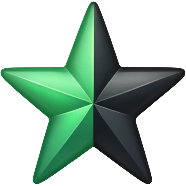 half black half green star  emoji