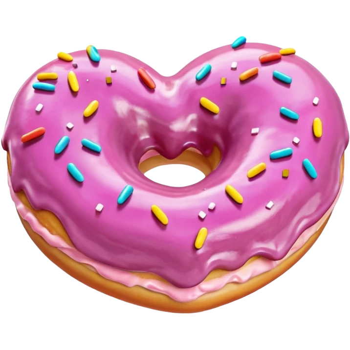 Realistic isolated heart shaped donut with mauve frosting. emoji