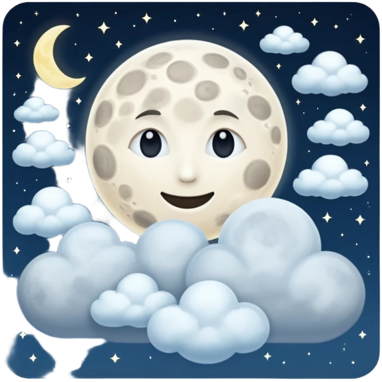 moon with clouds, ultra realistic emoji