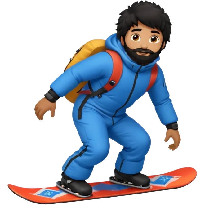 big round super harry guy snowbording down mountain haryyer more hair on his bcak and face make his hair black emoji