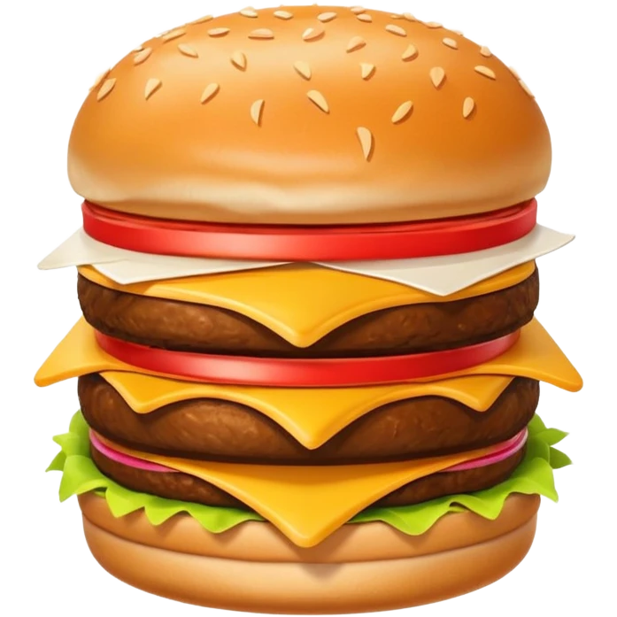A clean and simple icon of fast food in emoji-style illustration. A burger with fries, naggets and shaverma, bright and bold colors, simple shapes, flat design, high contrast, inviting and appetizing. emoji
