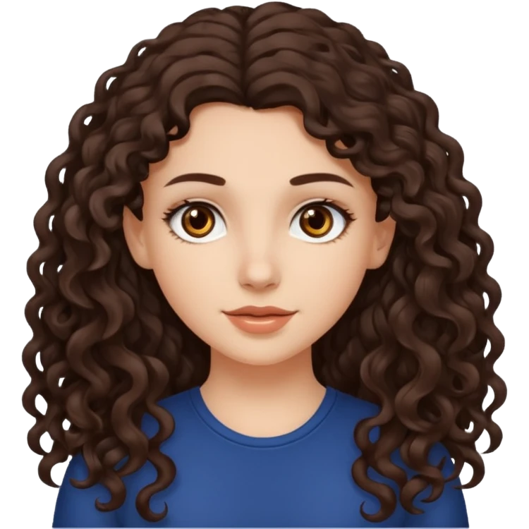 white girl with long dark curly brown hair brown eyes  emoji