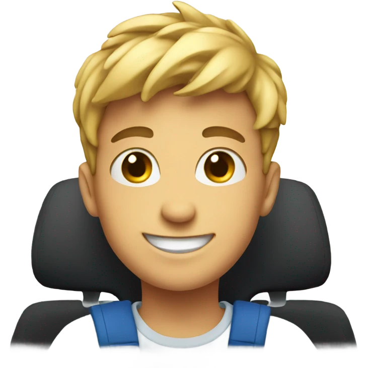 smiling boy in car emoji