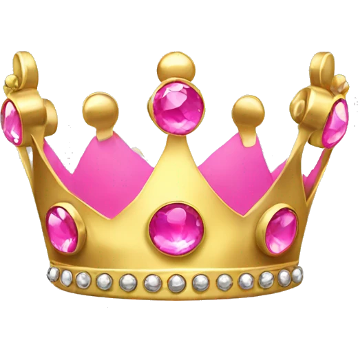 Simple gold queen crown with pink jewels emoji