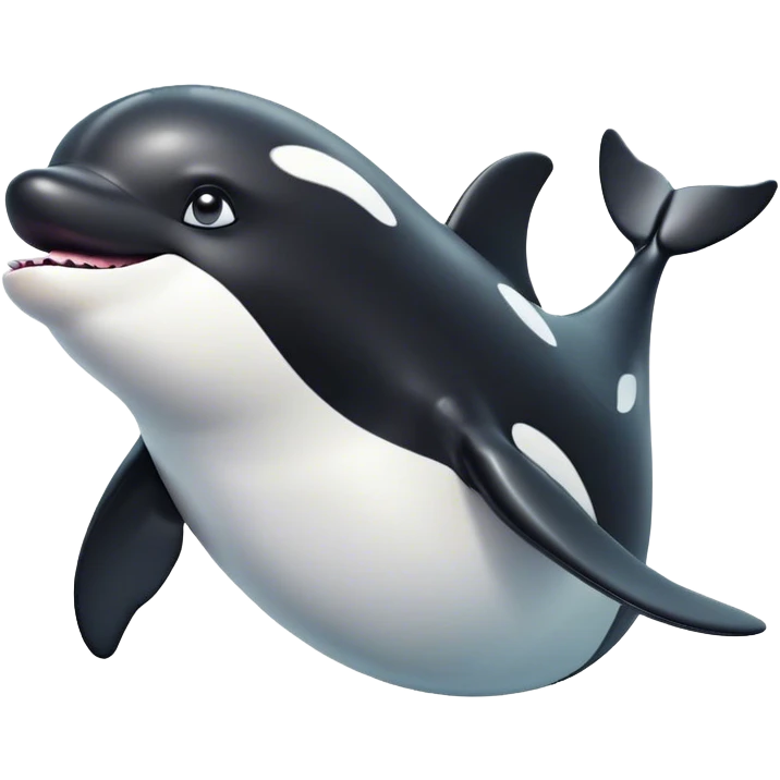 Cinematic Comical orca Portrait Emoji, Head tilted dramatically with an exaggeratedly shocked expression, featuring a sleek black-and-white body with wide, comically expressive eyes full of playful disbelief and animated flippers, Simplified yet hilariously expressive features, highly detailed, glowing with a slightly sassy oceanic glow, high shine, dramatic yet playful, stylized with an air of cheeky marine mischief, soft glowing outline, capturing the essence of a meme-worthy orca that looks ready to make waves with its hilariously dramatic antics! emoji