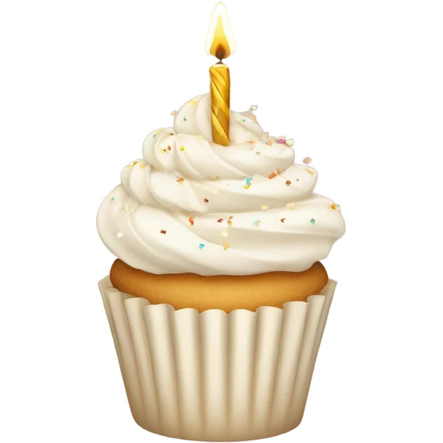 Total White beige cupcake with sparkler candles emoji