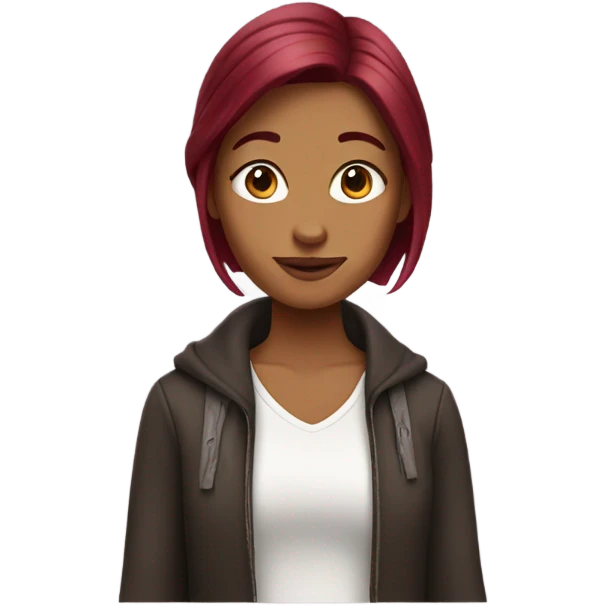  girl with burgundy hair color emoji