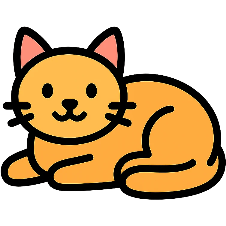 a cat lying down with color outline emoji