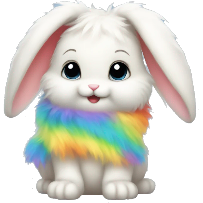 rainbow fluffy baby bunny  emoji