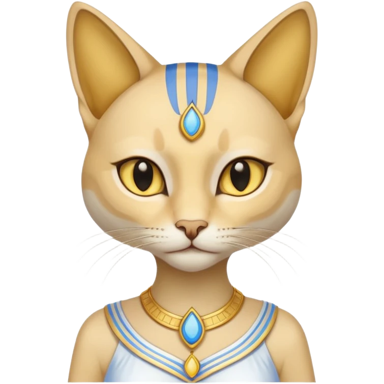 blue and yellow egyptian cat with white dress emoji
