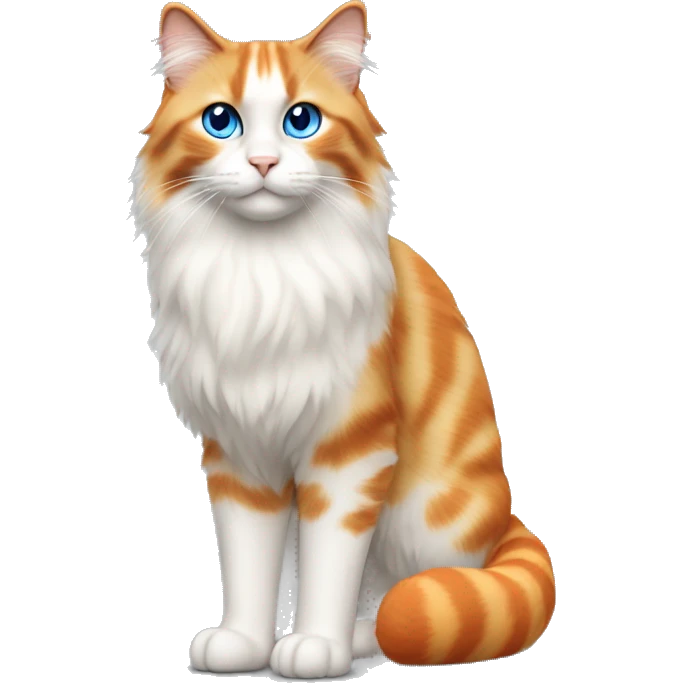 Ragdoll cat blue eyes orange face  orange ears, orange stripes, and orange tail full body standing emoji
