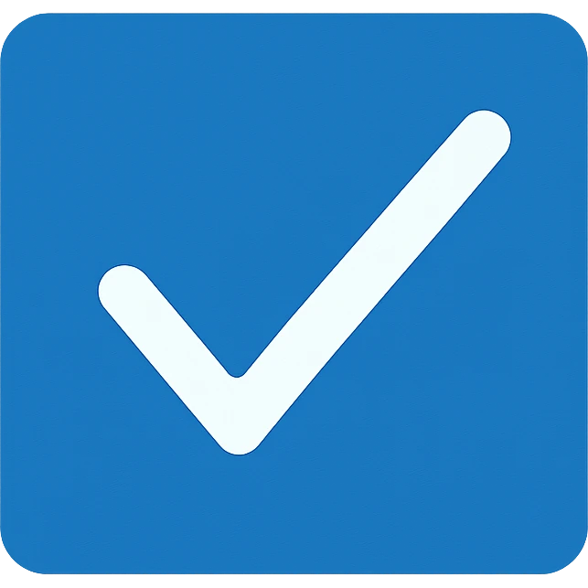 a blue square with a check with withe emoji