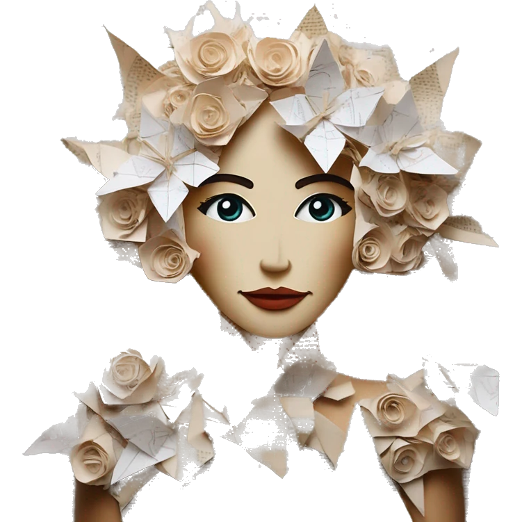  lady face made of 420 origami newspaper roses hemp leaves lantern fairy lights burning paper flowers and hemp leaves in hair  emoji