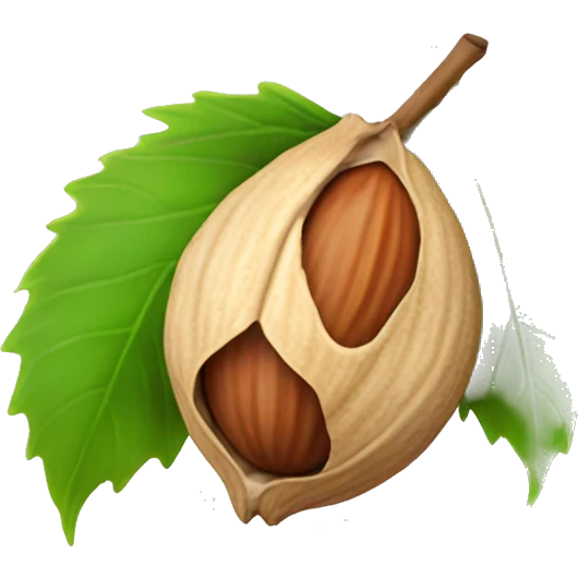 Hazelnut with green leaf emoji